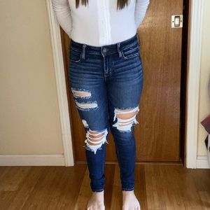 American Eagle Mid Rise Ripped Jegging x Dark Wash